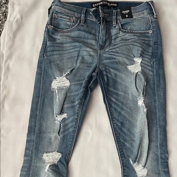Express Women's Distressed Blue Skinny Jeans - Picture 1 of 6